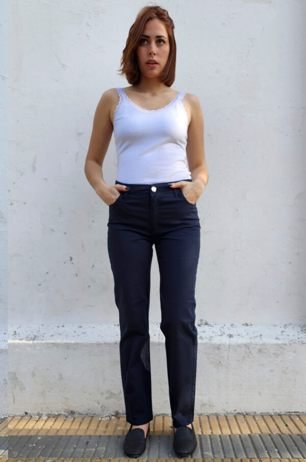 PANATALON DE GABARDINA MUJER AZUL