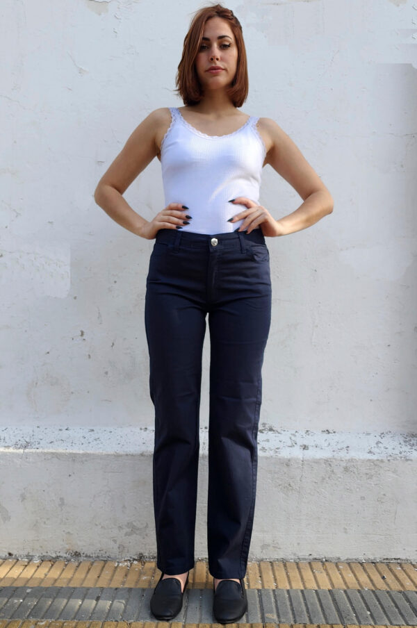 PANATALON DE GABARDINA MUJER AZUL - Imagen 5