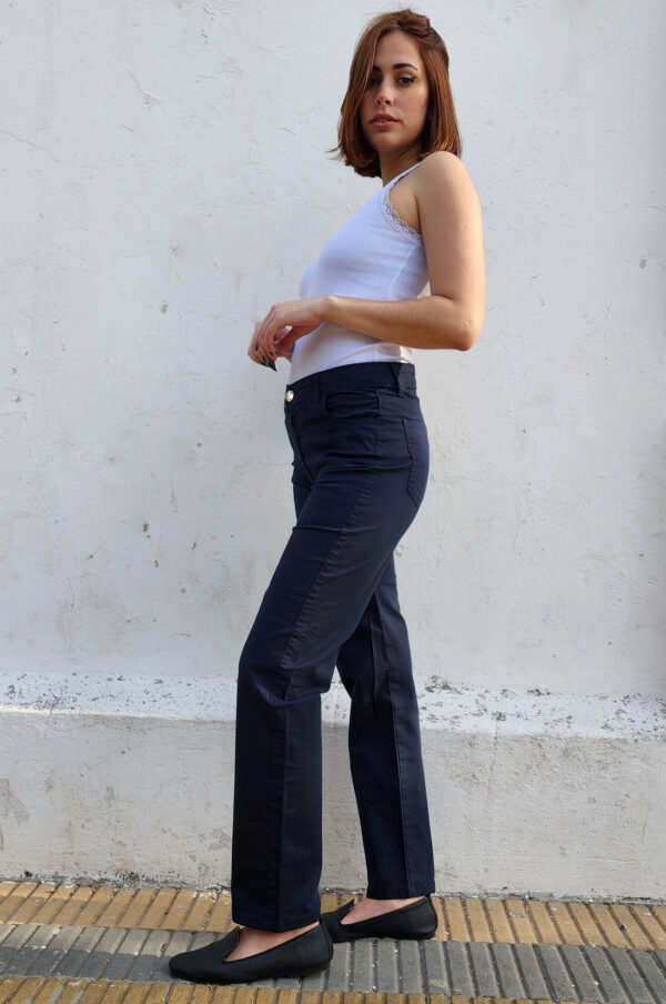 PANATALON DE GABARDINA MUJER AZUL - Imagen 4