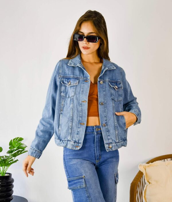 campera de jean elastizada mujer