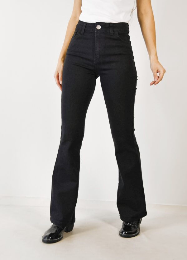 Jeans Oxford Tiro Alto Mujer Negro - Imagen 3