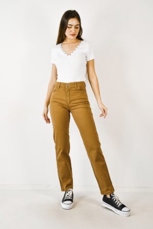 Pantalon de Gabardina Mujer Tabaco