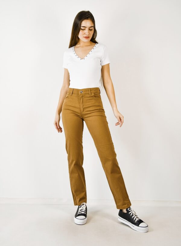 Pantalon de Gabardina Mujer Tabaco
