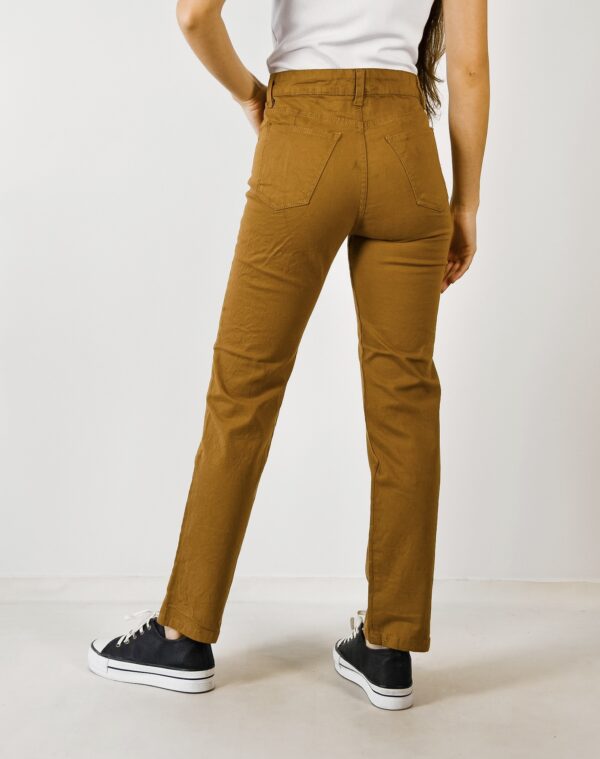 Pantalon Recto de Gabardina Mujer Tabaco - Imagen 2