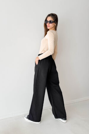 pantalones wide leg mujer negro