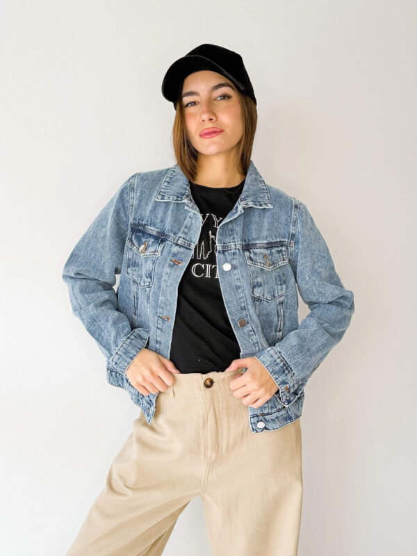 Campera de Jean rigido celeste