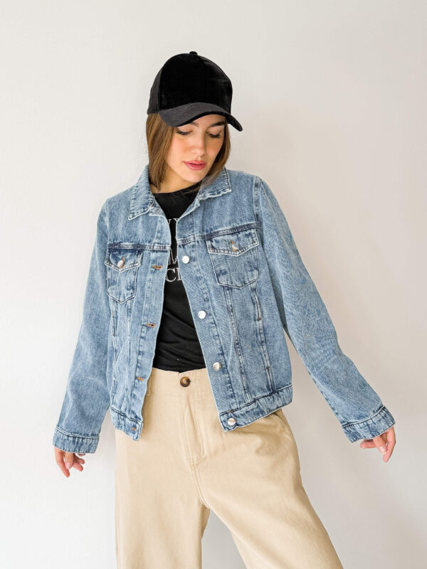 Campera de Jean rigido celeste - Imagen 4