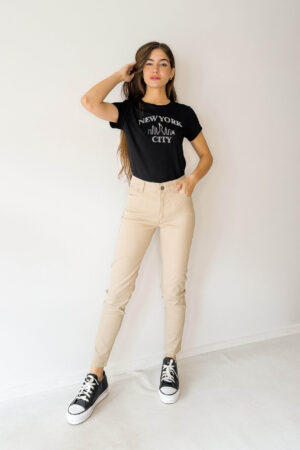 Pantalon de Gabardina elastizada beige