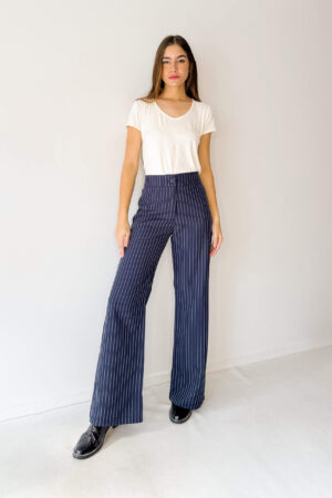 pantalones sastreros por mayor mujer azul con rayas directo de fabrica