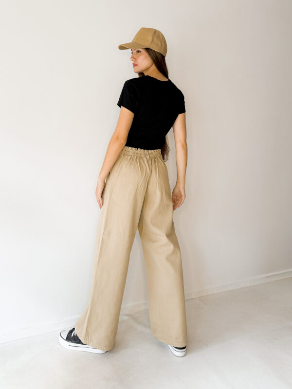 Pantalon Wide leg Gabardina con Elastico atras - Imagen 3