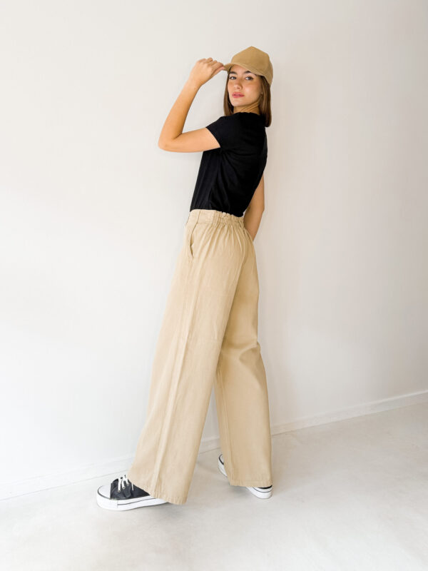 Pantalon Wide leg Gabardina con Elastico atras - Imagen 4