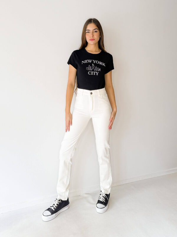 pantalón de gabardina blanco mujer con bolsillos