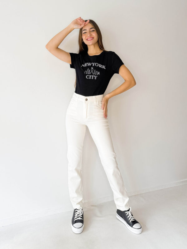 pantalones de gabardina mujer tiro alto blanco