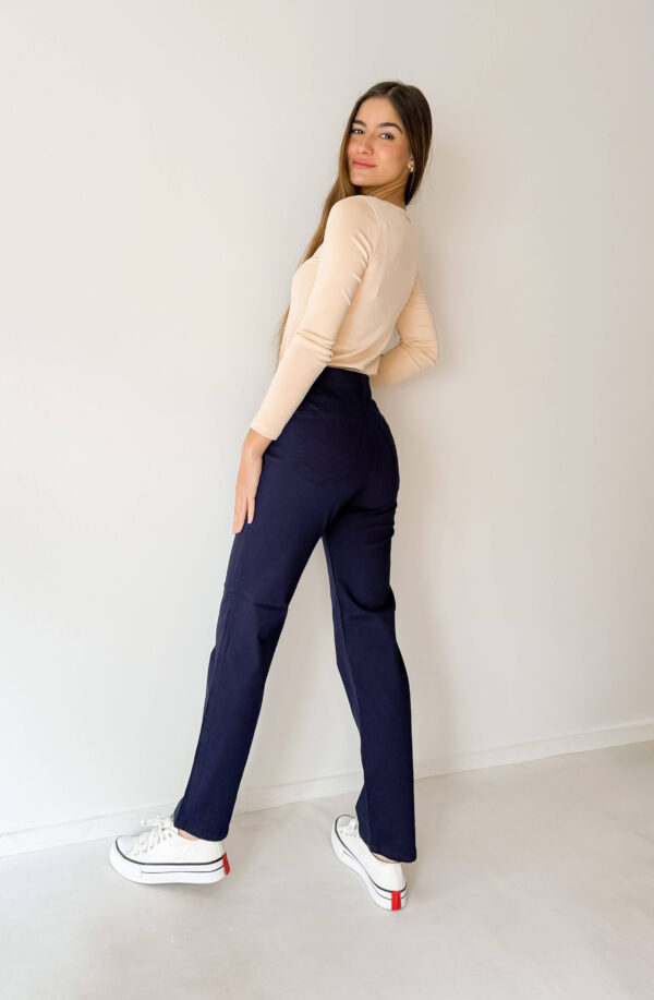 G108 PANTALON RECTO GABARDINA ELASTIZADO AZUL
