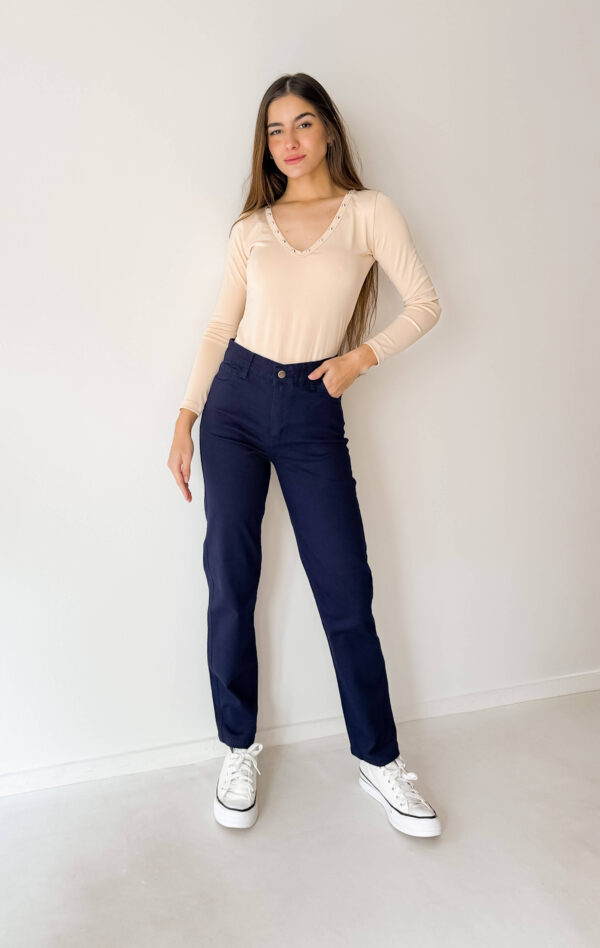 PANTALONES RECTOS GABARDINA ELAST IZADO AZUL POR MAYOR MUJER DIRECTO DE FABRICA