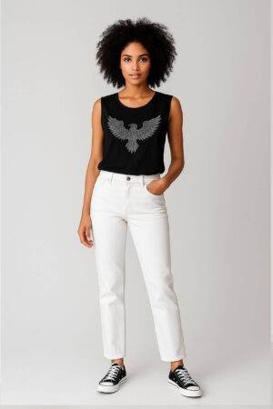 Jeans Rectos Blancos Mujer