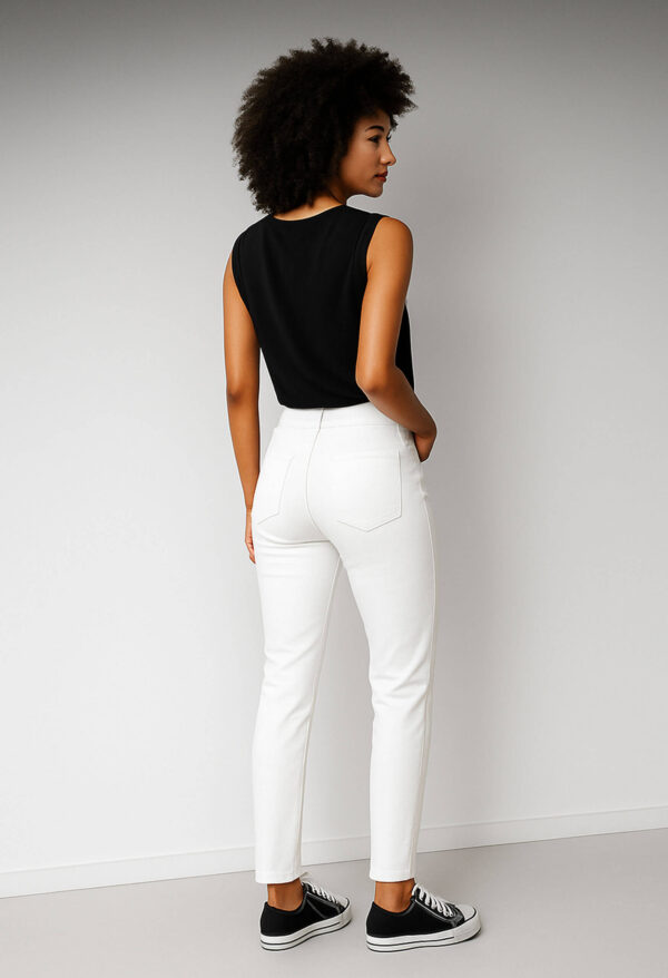 Jeans Rectos Blancos Mujer - Imagen 4