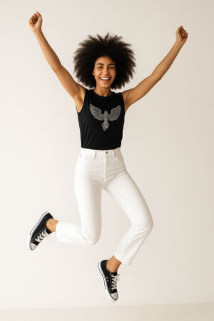 Jeans Rectos Blancos Mujer
