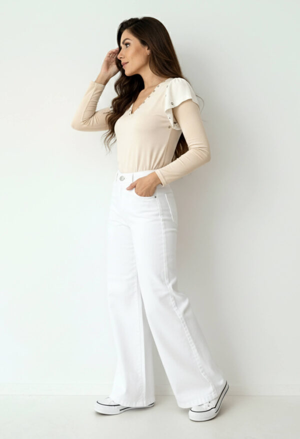 Jeans Wide Leg Blancos por Mayor: Calidad Premium Directo de Fábrica Alethya Jeans - Imagen 4